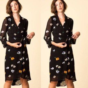 GANNI Dainty Georgette Floral Wrap Dress Size 6 EU 38